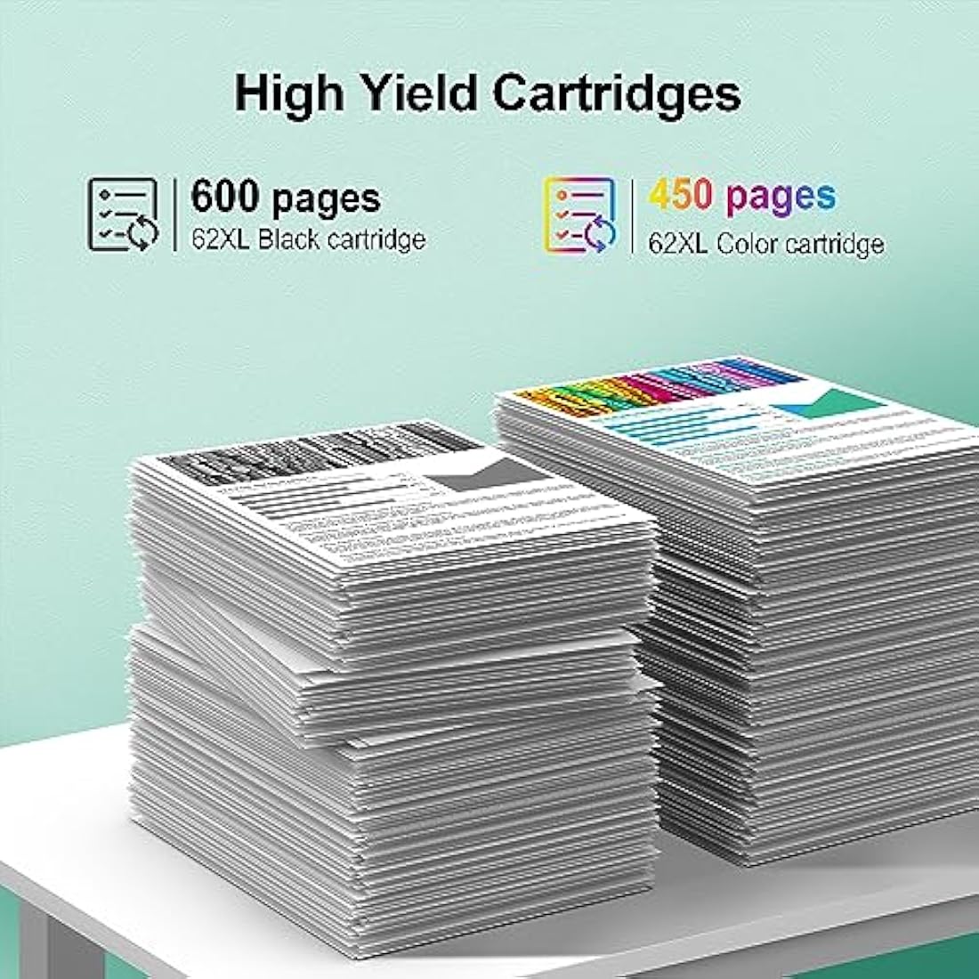 Salols 62XL Ink Cartridges Replacement for HP 62 Ink Cartridges Twin Pack for HP62 Genuine Black and Tri Colour 62 XL for HP Envy 5540 5640 5546 5544 5644 5541 OfficeJet 250 200 5740 Packing May Vary