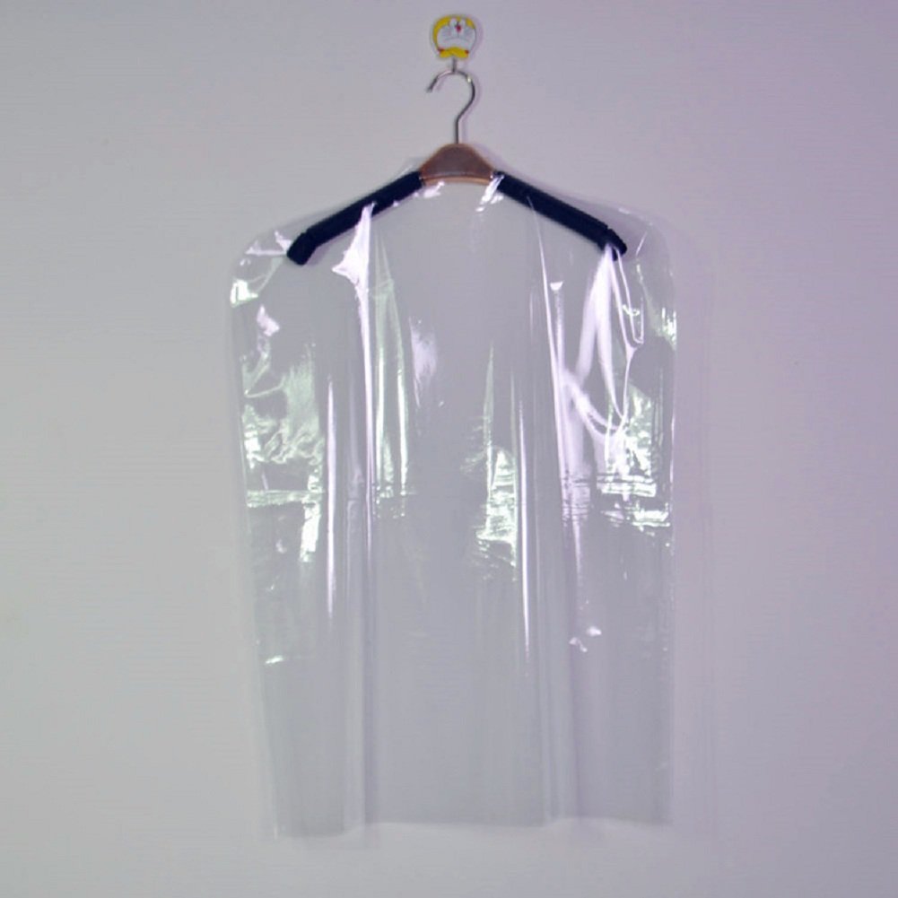 TININNA Pack of 20 Transparent Plastic Clothes Cover, Dustproof Garment Cover, Size 90 x 60cm, Zipper Closure