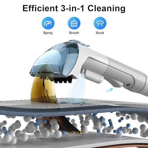 Rivenara Carpet Spot Upholstery Cleaner - Handheld Sofa Stain Striker 450W Wet Washer Machines Vacuum Portable Compact Cleaning Machine Small Mini
