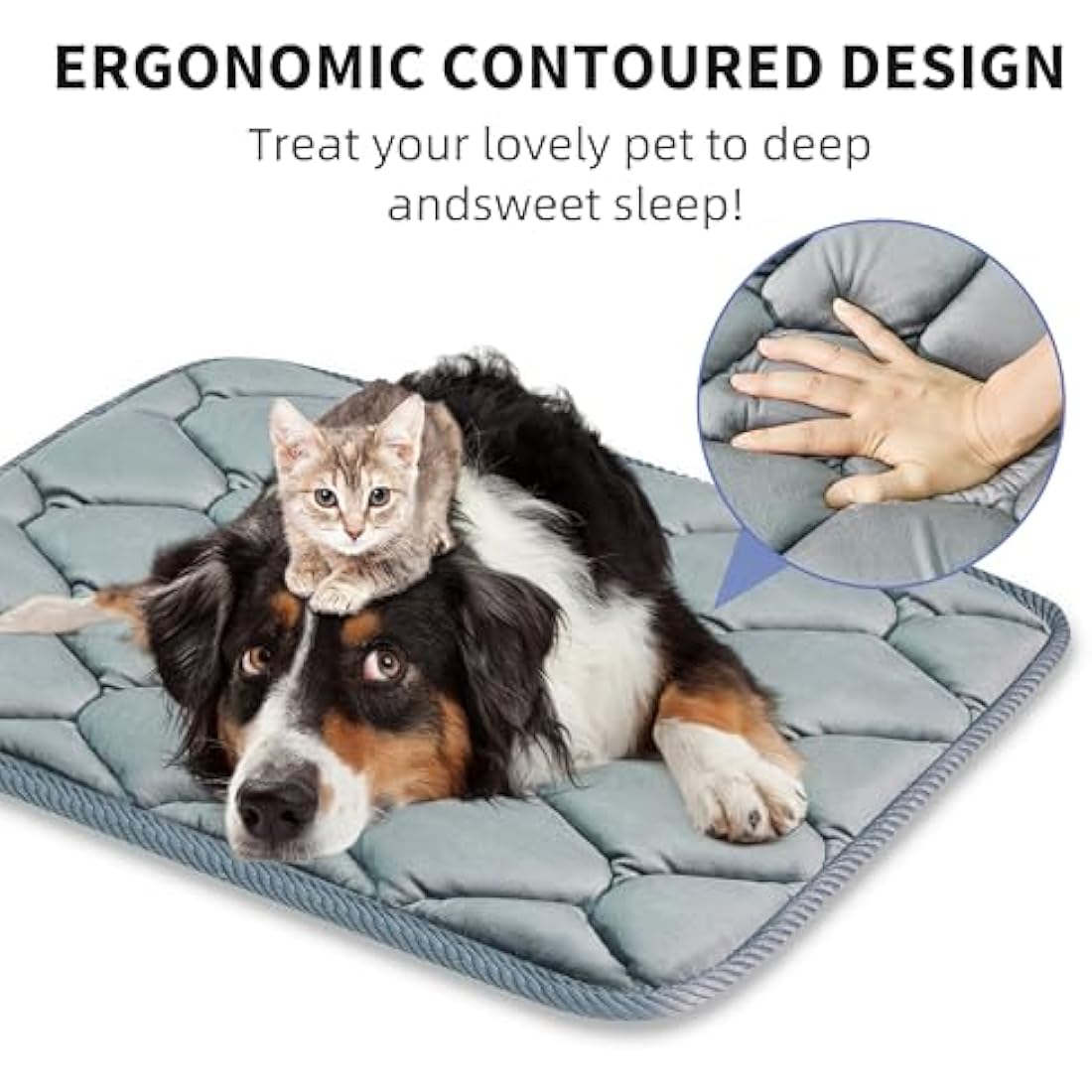 Geegoos Large Dog Crate Mattress, Washable Soft Kennel Pads, Pet Bed Blanket for 42 inch Cage, Dog & Cat Bed Mats (104x68cm, Grey)