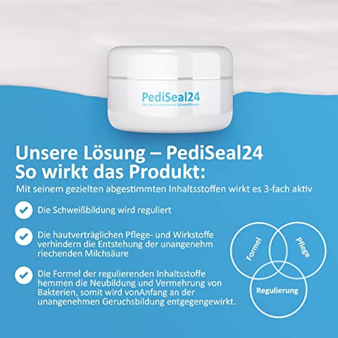 PediSeal24 Foot Cream Deodorant - 1 x 10 ml jar with long-term effect against foot odor, includes disposable hygiene socks