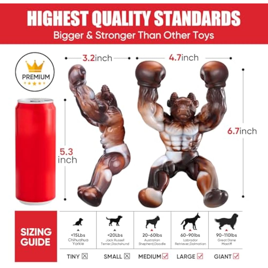Zinbo Dog Toys for Aggressive Chewers, Indestructible Dog Toys, Tough Dog Toy for Aggressive Chewers Medium/Large Breed, Real Bacon Flavored, Durable Nylon Dog Bone Toys (Large, Beef)