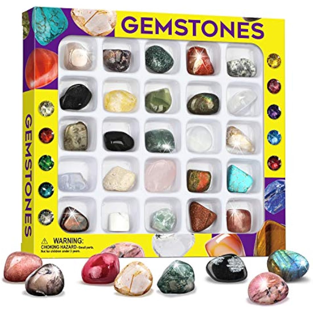 Rock Mineral Gem Collection For Kids 25 Gemstones Included Educational Identification Sheet Rose Quartz Gemstones Jasper Stones