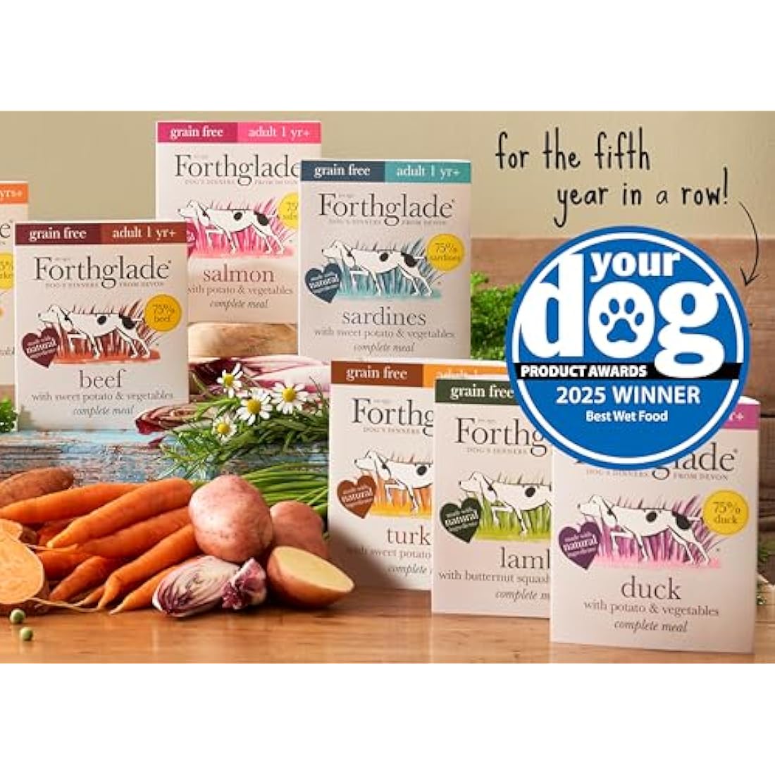 Forthglade Wet Dog Food (18 x 395g Trays) - Grain Free & Hypoallergenic Dog Food, Adult 1 Year+, Chicken with Vegetables, Complete Stomach Sensitive Meals with Natural Ingredients