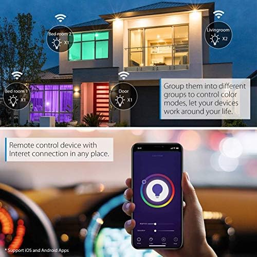 LVWIT E14 Smart Bulb,P45 RGB Golf Ball Smart Light Bulb,470Lm,5W Replace 40 Watt,WiFi LED Light Bulbs Dimmable Compatible with Alexa,Echo and Google Assistant,Tuya(Pack of 6)
