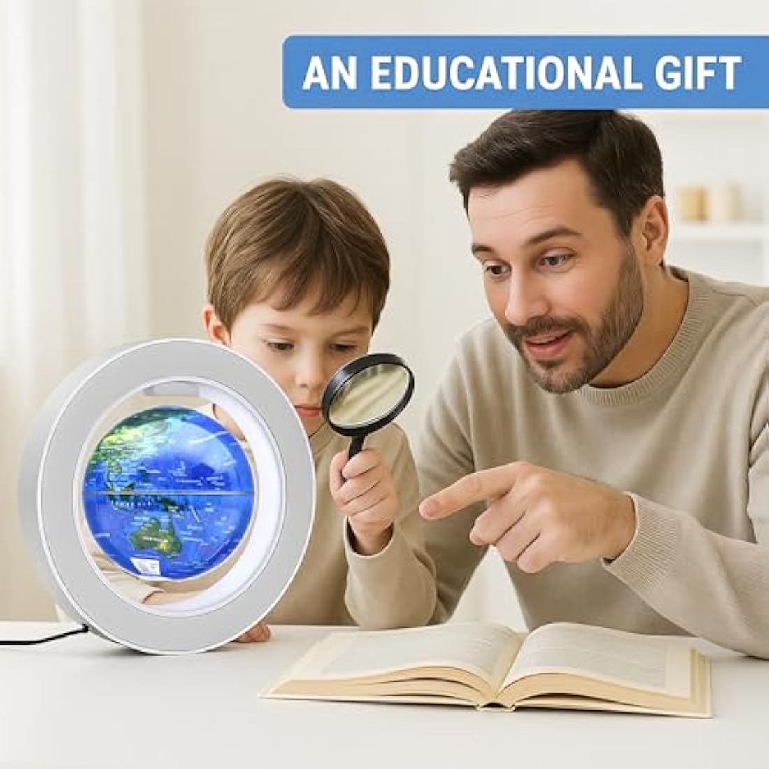 Magnetic Levitation Floating 4" Constellation Geography Led Globe Rotating for Kids,Office Desk Unique Gift Ideas or Men Birthday Tech Present