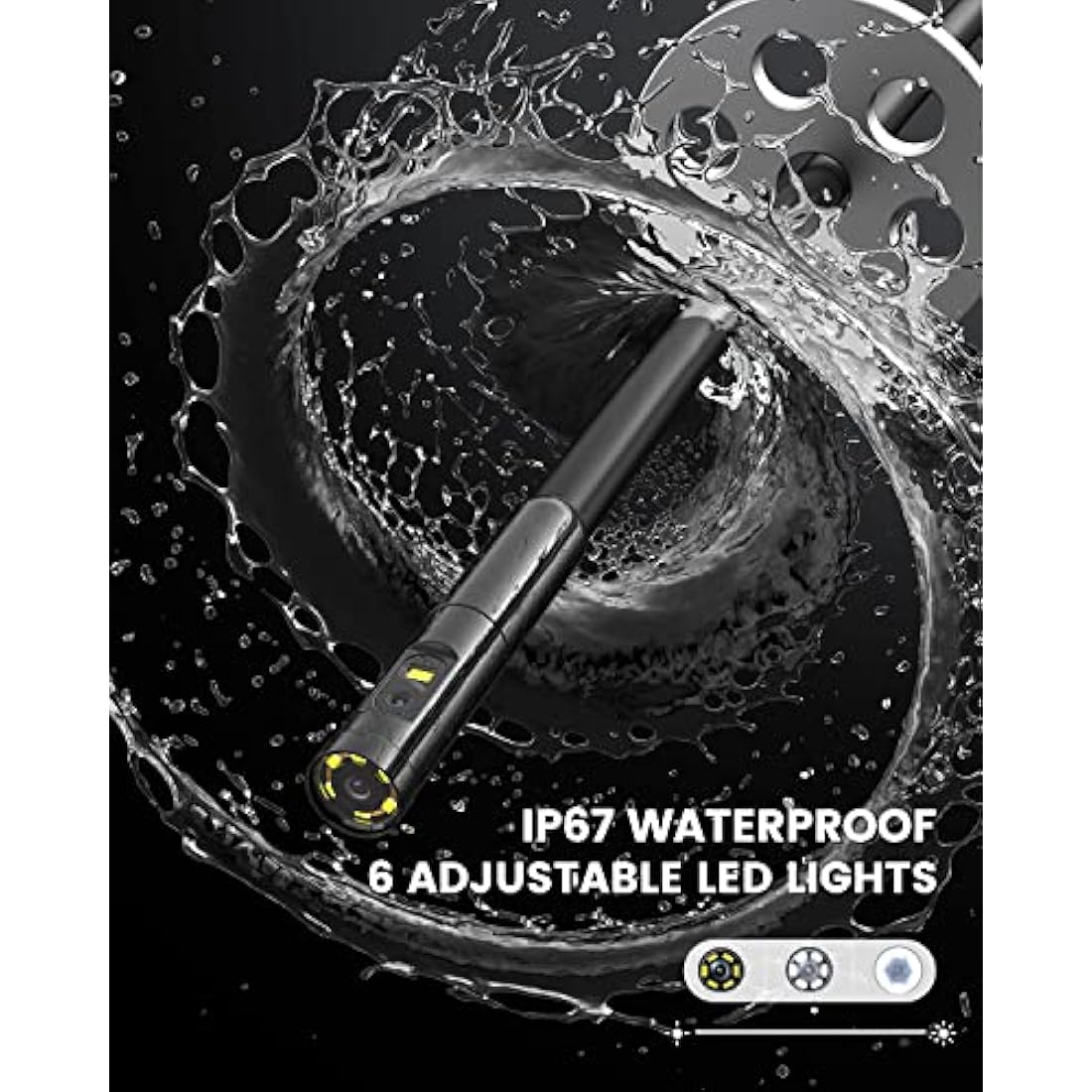 Teslong Dual Lens Endoscope Inspection Camera, 4.5 Inch Screen Borescope with Lights,16.5FT Semi-Rigid Waterproof Snake Camera, 32GB TF Card & Carrying Case for Car/Sewer Drain Pipe Inspection