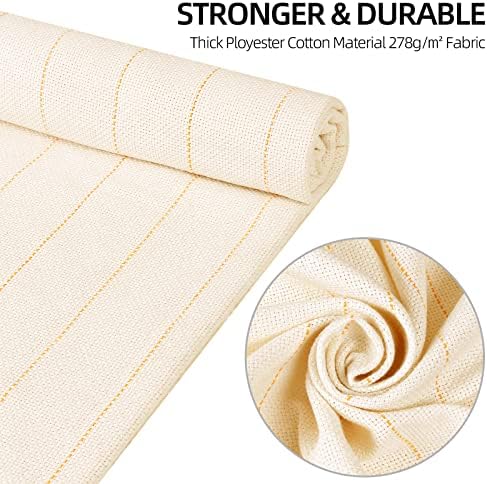 ROCKY&CHAO 79x59Inch Tufting Cloth with Yellow Marked Lines for Rug Tufting, 70x39Inch Non-Slip Backing Felt Cloth for Tufted Rugs, Monk Cloth Rug Tufting Kit for Tufting Gun, Punch Needle
