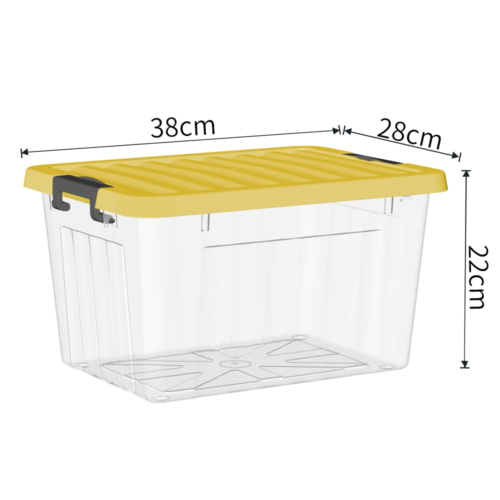 Cetomo 15L*6 Storage Boxes with Lids, Plastic Storage Box with Secure Side Latches, PP Nestable and Stackable Clear Organizer for Home, Office