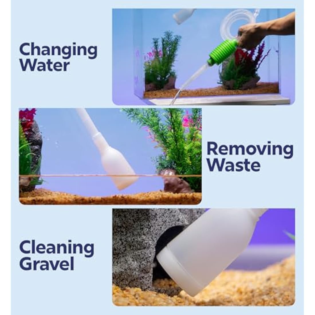 Luigi's Syphon Fish Tank Cleaner for Aquarium - Filtered Hand Vacuum Syphon Pump - 3-in-1 Water Changer and Gravel Washer for Fish Tank - Fish Tank Cleaning Kit
