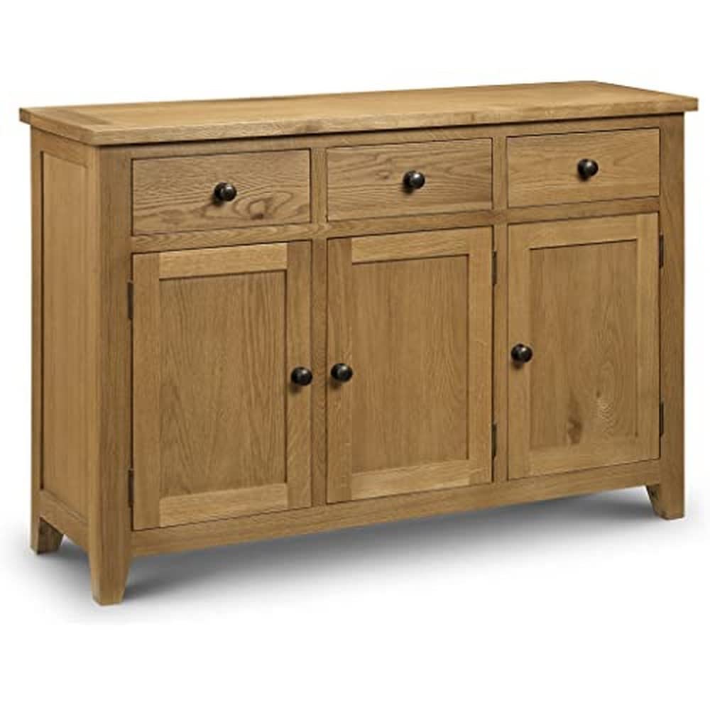 Julian Bowen Astoria Sideboard, 3 Drawer, 3 Door, Oak - H86 x W128 x D44cm