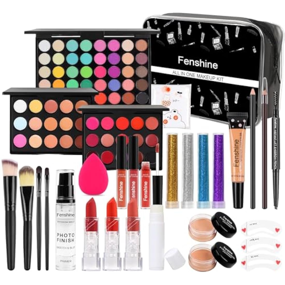 Professional All in One Makeup Set, Fenshine Cosmetic Make Up Starter Kit With Storage Bag Portable Travel Make Up Palette Eyeshadow Foundation Lip Gloss for Teenage & Adults (30PCS)