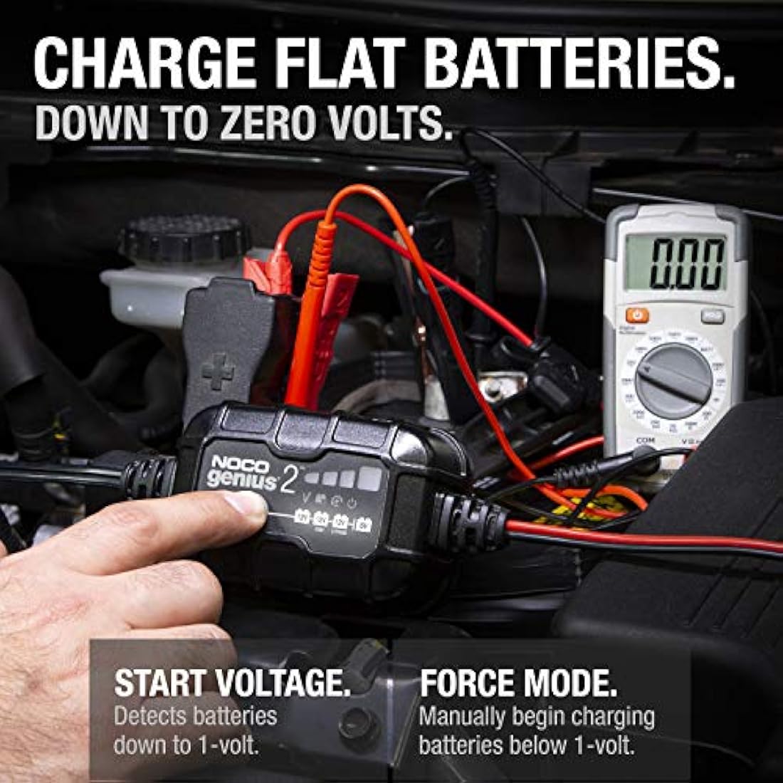 NOCO GENIUS2: 2A 6V/12V Smart Battery Charger – Automatic Maintainer, Trickle Charger & Desulfator with Overcharge Protection & Temperature Compensation – For Lead-Acid & Lithium Batteries