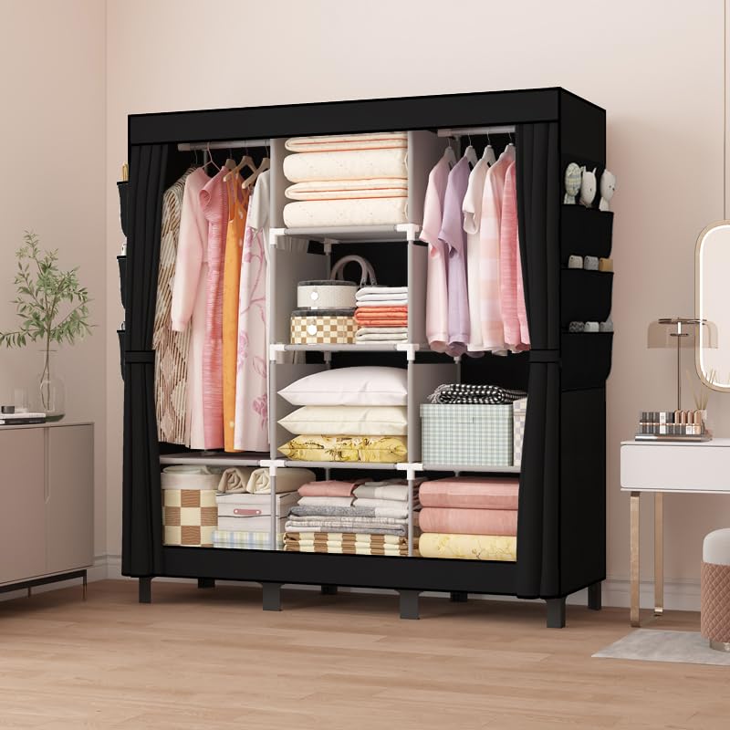 lishbie Portable Fabric Wardrobe,130x45x172cm Foldable Storage Closet
