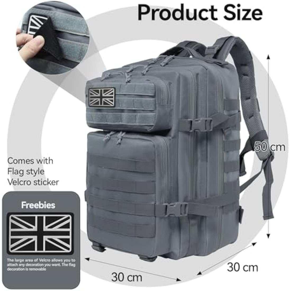 Delgeo 45L Military Tactical Backpacks Molle Army Assault Pack 3 Day Bug Out Bag Hiking Treeking Camouflage Hunting Rucksack