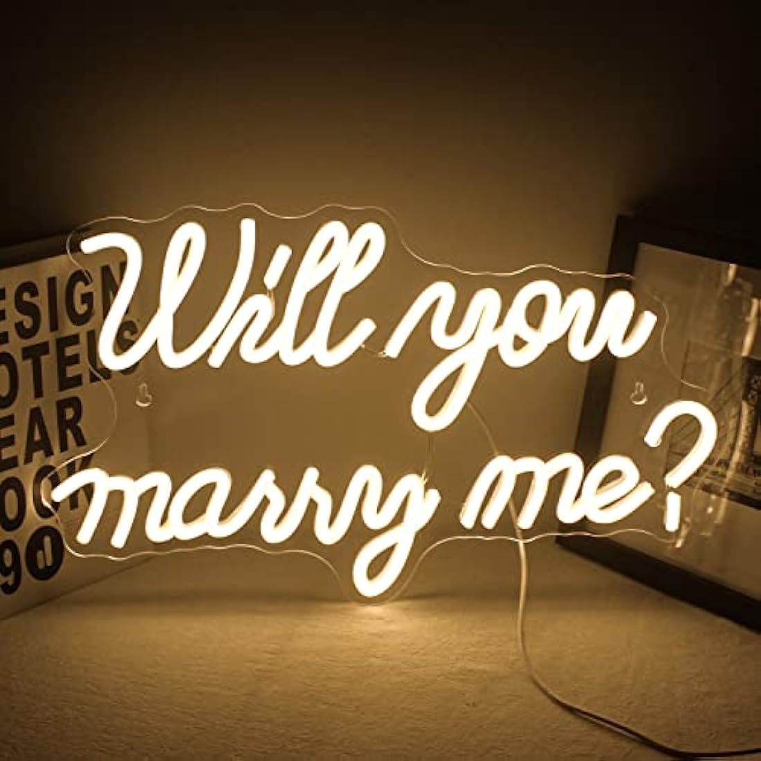 wanxing Will You Marry Me Neon Sign for Wall Decor Wedding LED Letters Neon Sign Powered by USB Light Sign for Proposal Decorations Wedding Party Valentines Day Girlfriend(Warm)