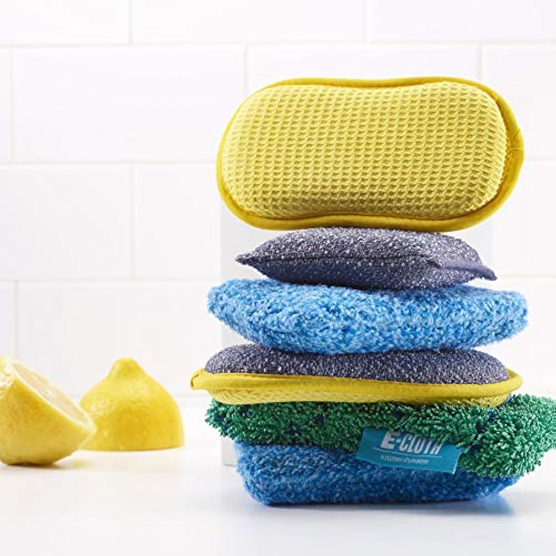 E-Cloth Kitchen Whizz, Non-scratch Kitchen Scrub Sponge, 300 Wash Promise, Green, 10 Pack
