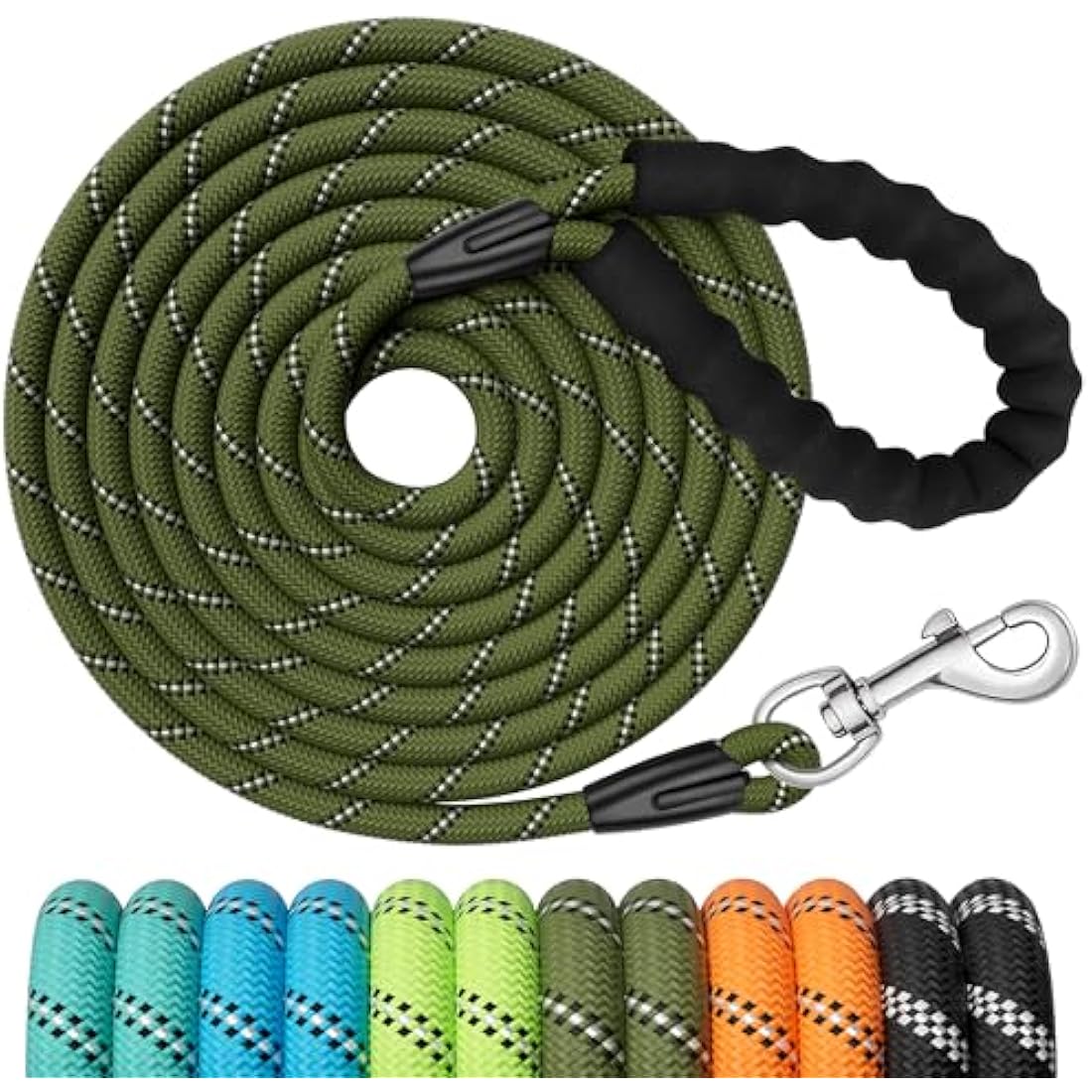 X XBEN Training Leads for Dogs, 3M 5M 10M 15M 20M 25M 30M Strong Rope Long line Dog Lead Leash with Soft Padded Handle and Heavy Duty Hook, Reflective Recall Training Leads for Large Medium Small Dog