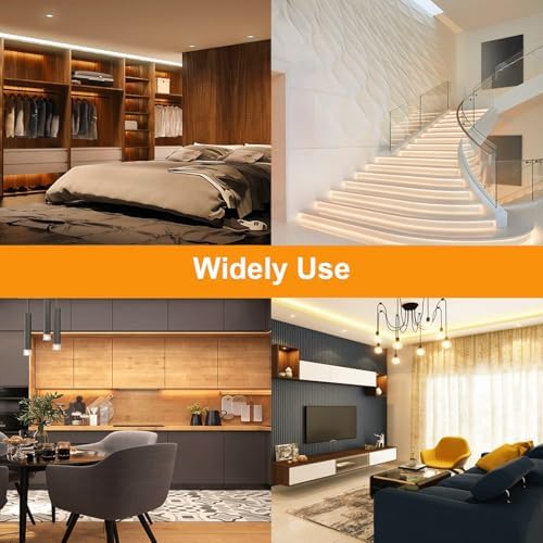 Lucienstar Neon LED Strip Light - 5M Dimmable Warm White Led Strip Lights,12v IP67 Waterproof LED Strip Lights,Silicone Neon LED Strip Light for Bedroom Kitchen Indoor Deco[ Power Adapder Include]