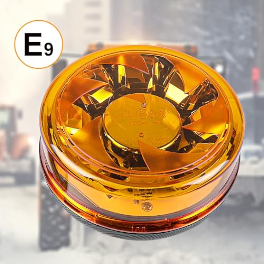 Yinaolan LED Amber Warning Beacon Light, 16LEDs 12/24V Orange Blinking Lamp 4 Flash & 2 Rotating Patterns for Agricultural Machines, Commercial Vehicle, School Bus, Tractor Excavators Truck