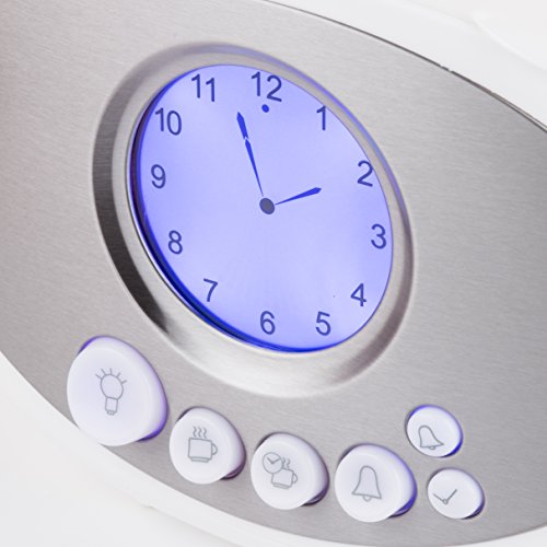 Swan STM200N Teasmade with LCD Analogue Clock Light, Rapid Boil and Alarm, 600ml, 850W, White