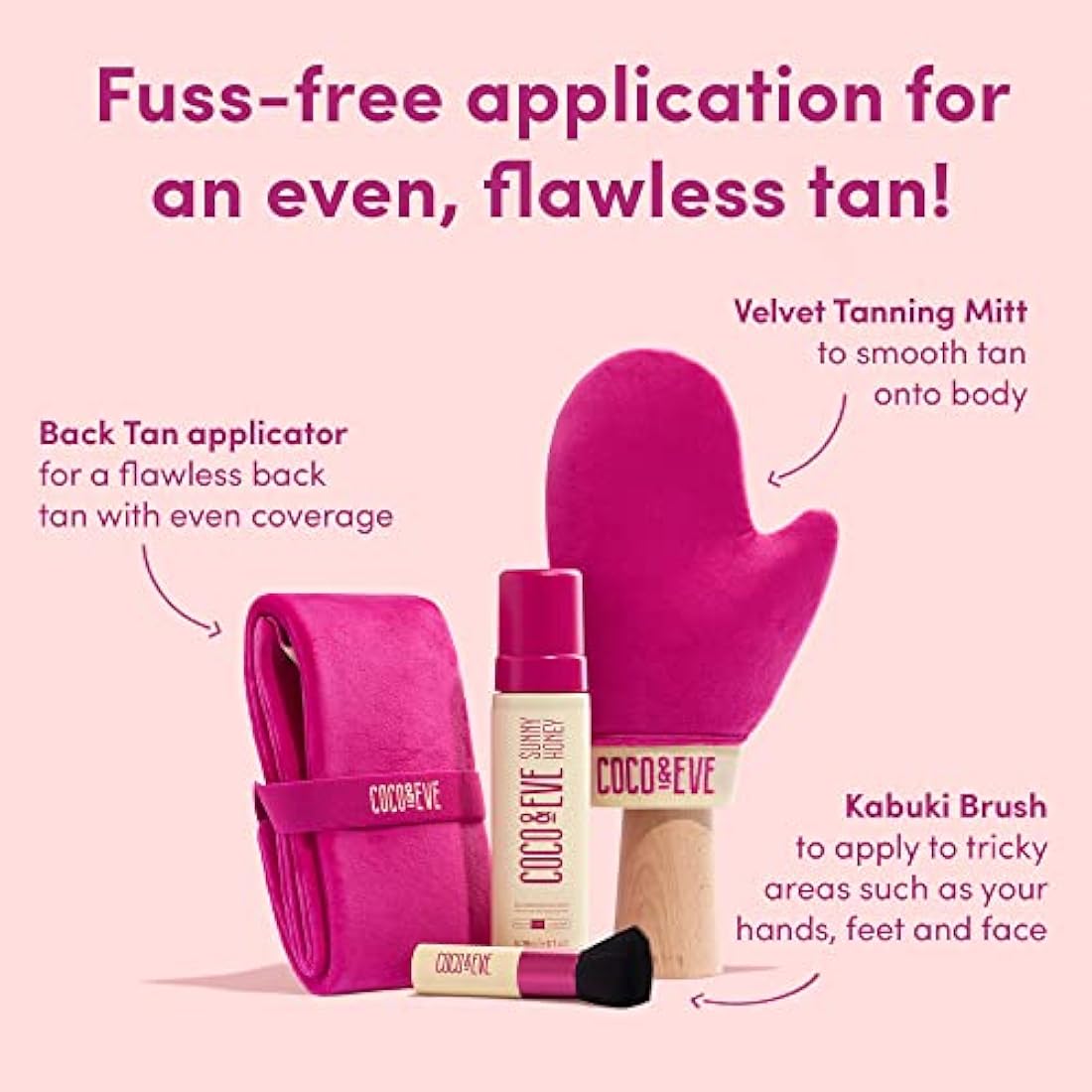Coco & Eve Bali Bae Self Tan Set (Ultra Dark). All Natural Sunless Tanning Mousse. Instant Self Tanning Lotion with Bronzer, Miit & Back Applicator for Flawless Application and Bronze