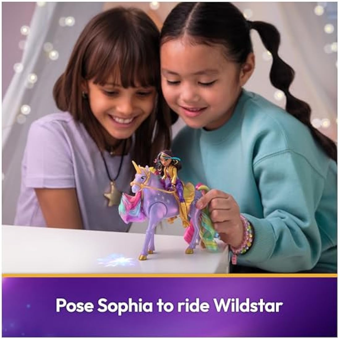 Unicorn Academy, Sophia & Light Magic Wildstar with Rainbow Light-up Effects, 2 Riding Accessories, Dolls and Unicorn Toys for Girls Aged 4 and up