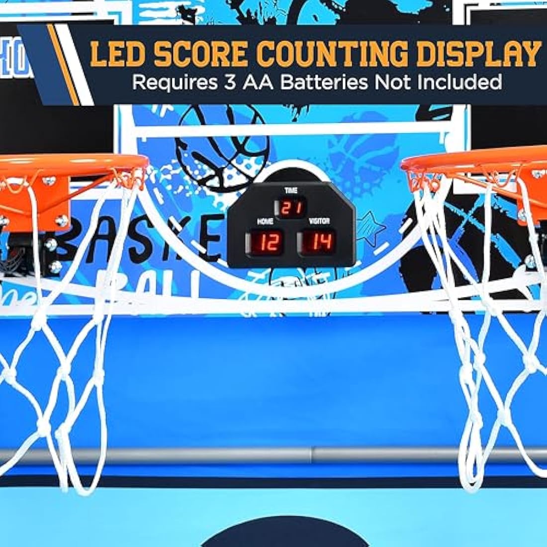 SereneLife Basketball Arcade Game, Foldable Dual Shot Basket Ball Hoop Game, Outdoor Sport Indoor Home Arcade Room w/ Digital LED Scoreboard & Play Timer, Electronic Shooting Machine for Kids & Adults