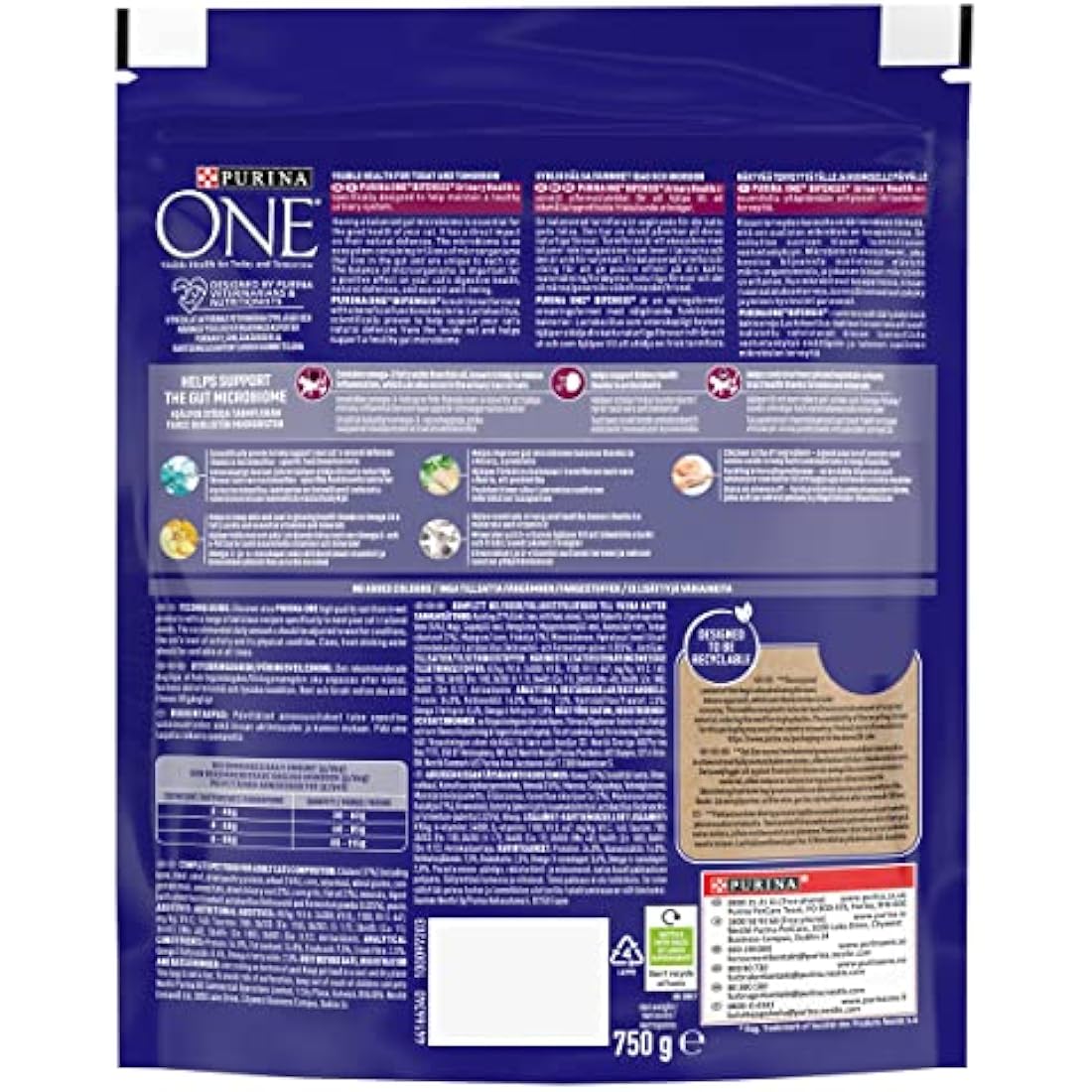 PURINA ONE Urinary Health Chicken Dry Cat Food 750g (Pack of 4)