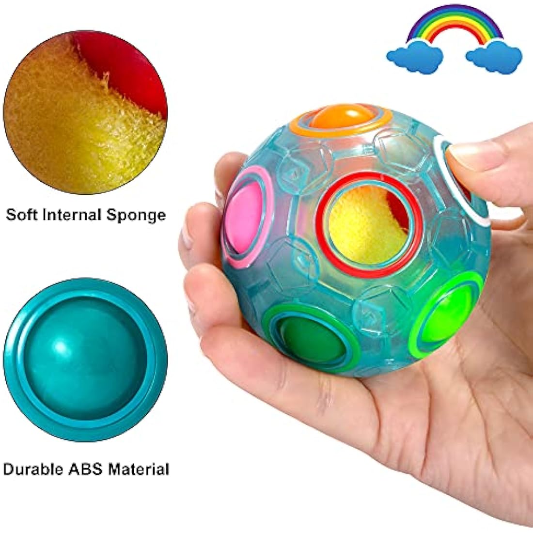 Vdealen Magic Rainbow Puzzle Ball- Fidget Ball 3D Puzzle Stress Reliever Brain Teaser Travel Toy- Birthday Party Easter Christmas Stocking Fillers Gift Toy for Kids Teens Adults- 3 Pack