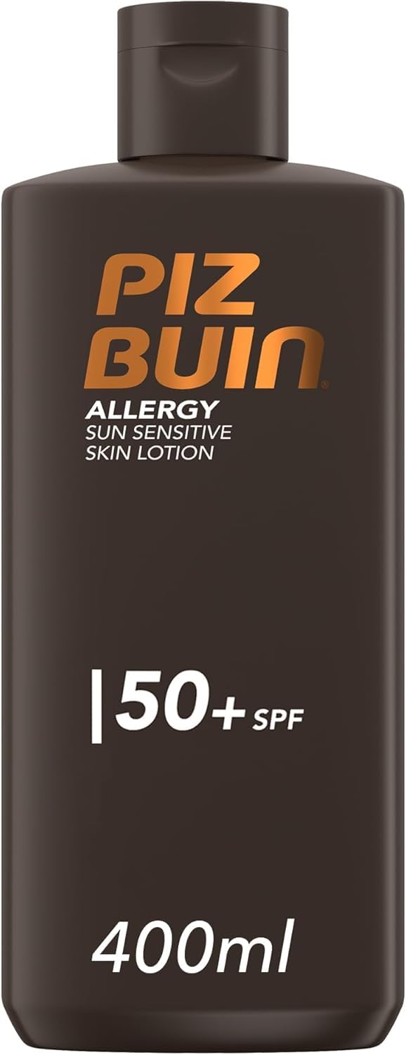 Piz Buin Allergy Lotion SPF 50 (400ml), Sun Cream to Strengthen Skin's Resilience, Sunscreen with Immediate and Effective UVA/UVB Protection for