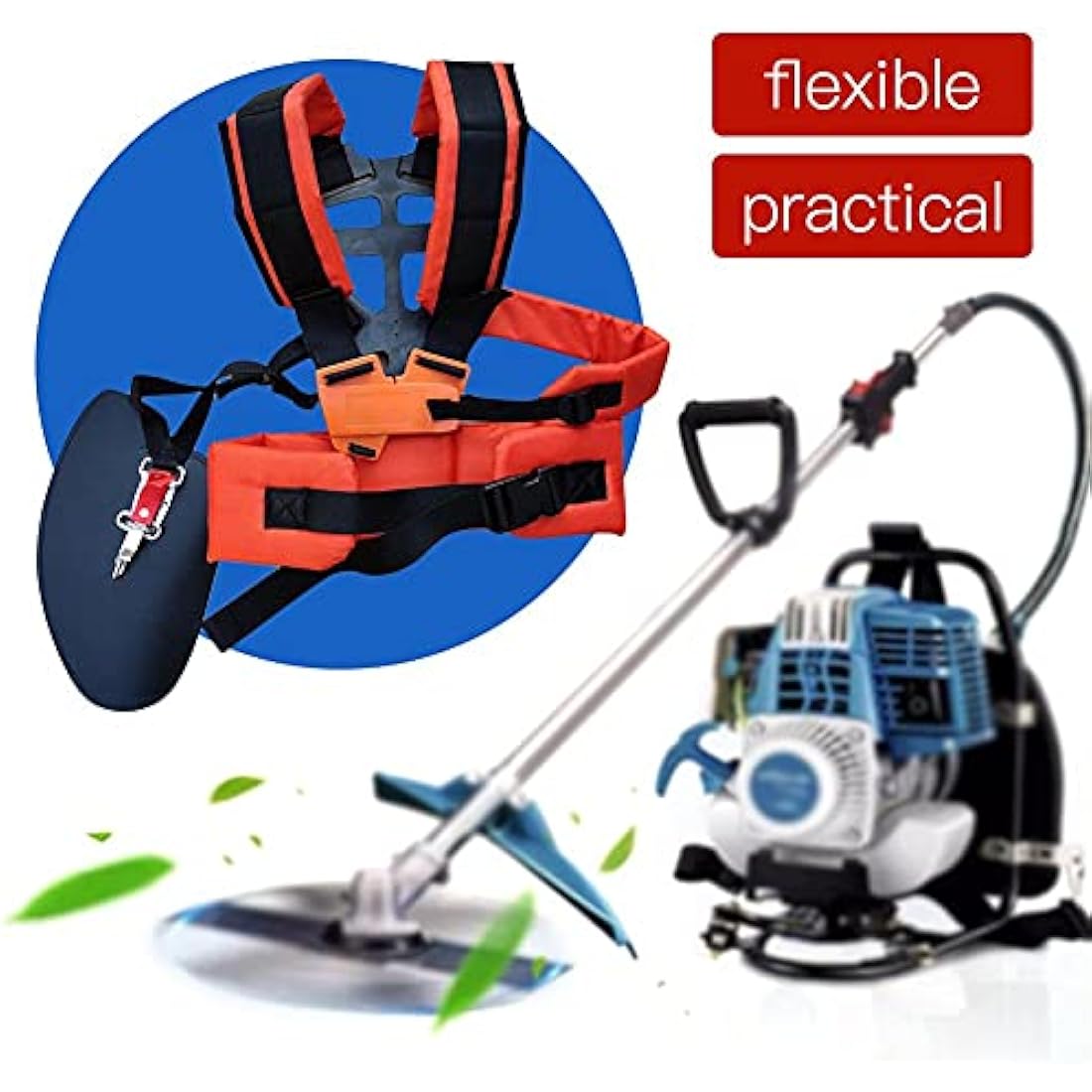Universal Adjustable Strimmer Harness Padded Trimmer Shoulder Strap Comfort Double Shoulder Harness Strap Nylon Strimmer Lawn Mower Belt Mower Grass Trimmer for Brush Cutter Grass Garden Trimmer