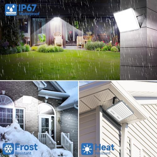 TASINUO 200W LED Floodlight Outdoor 2 Pack, 20000LM Outdoor Security Lights, IP67 Waterproof LED Spot Lights 7000K Daylight LED Flood Lights for Garden Yard Garages Warehouse Patio Billboard