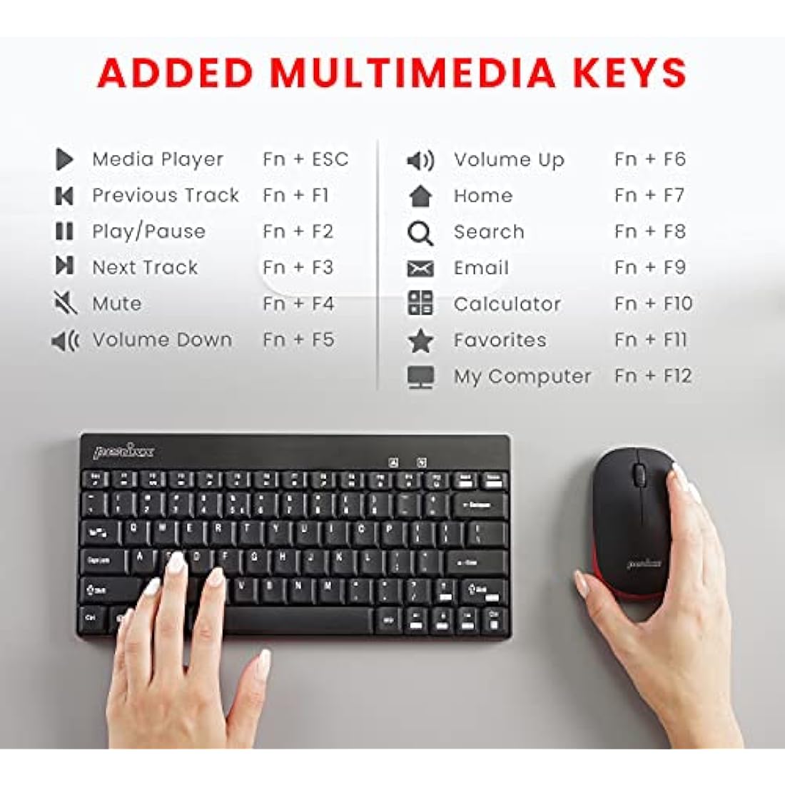 perixx PERIDUO-712 Wireless Mini Keyboard and Mouse Combo - AES 128 Bit - Black - UK Layout