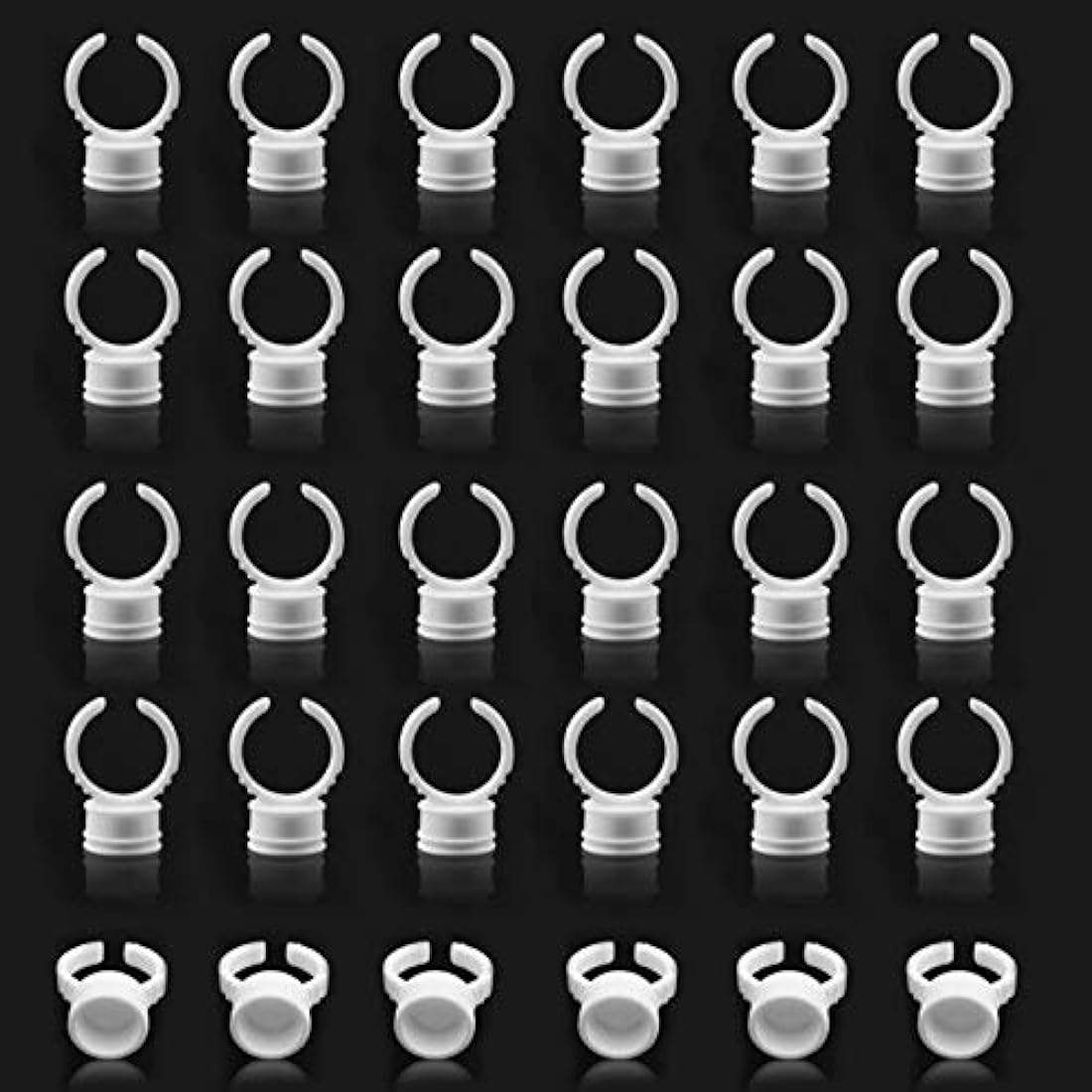 G2PLUS White Eyelash Glue Holder 100PCS Disposable Plastic Glue Ring M Nail Art Polish Holders Tattoo Individual False Eyelash Extension Adhesive Pigment Holders Beauty Tool