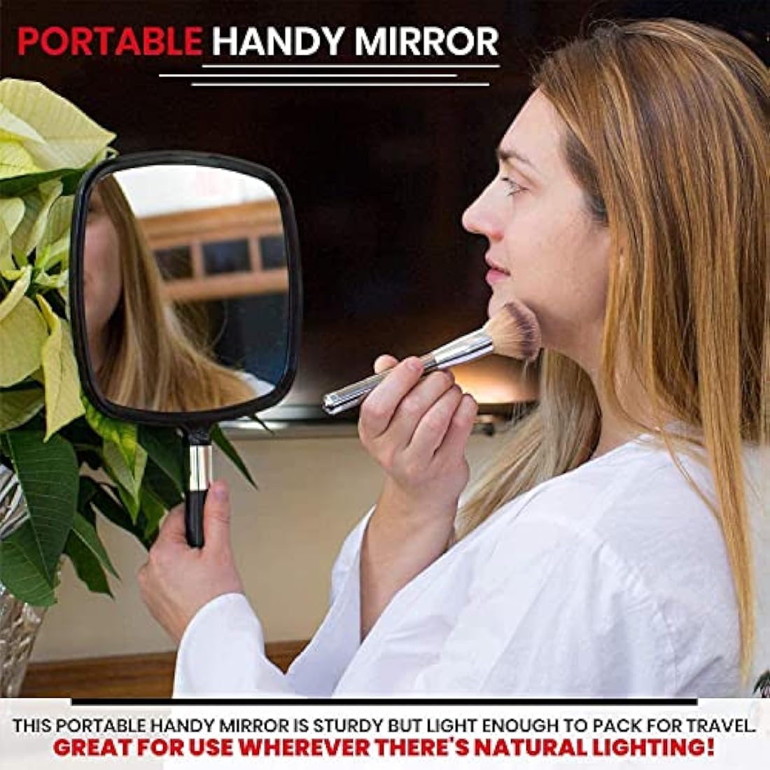 MIRRORVANA Large & Comfy Hand Held Mirror with Handle (Black (5-Pack))