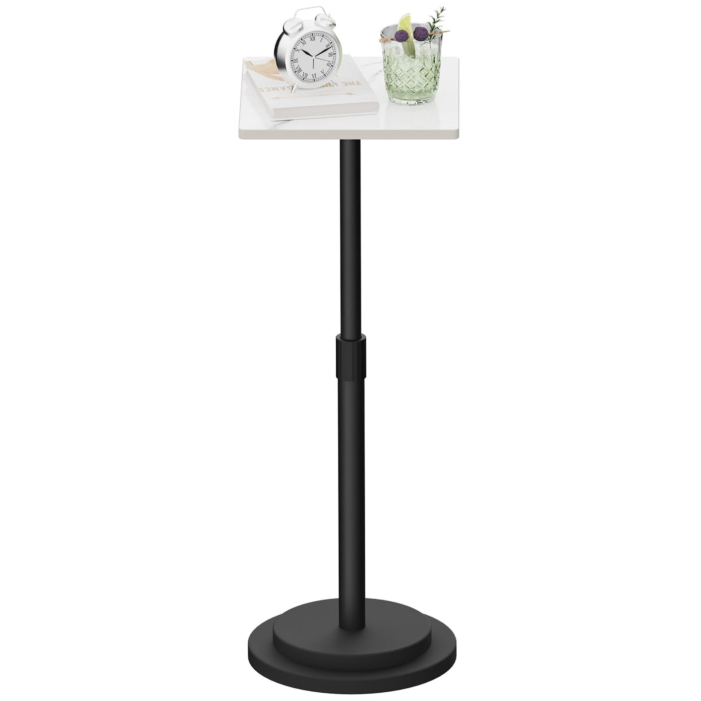 GUOHNHE Square Side Table, Height Adjustable Drink Stand, 1 Pack, White
