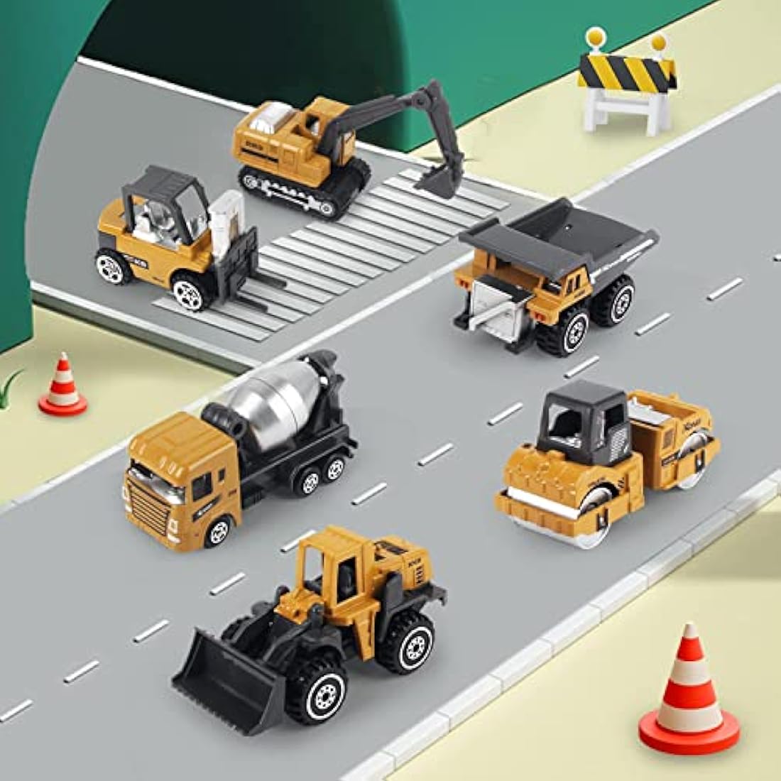 Coolplay Construction Vehicles Toy Set for Kids, Little Truck Cars Toy Roller Bulldozers Forklift Excavator Asphalt Car Dump for Boys 3 Years Old