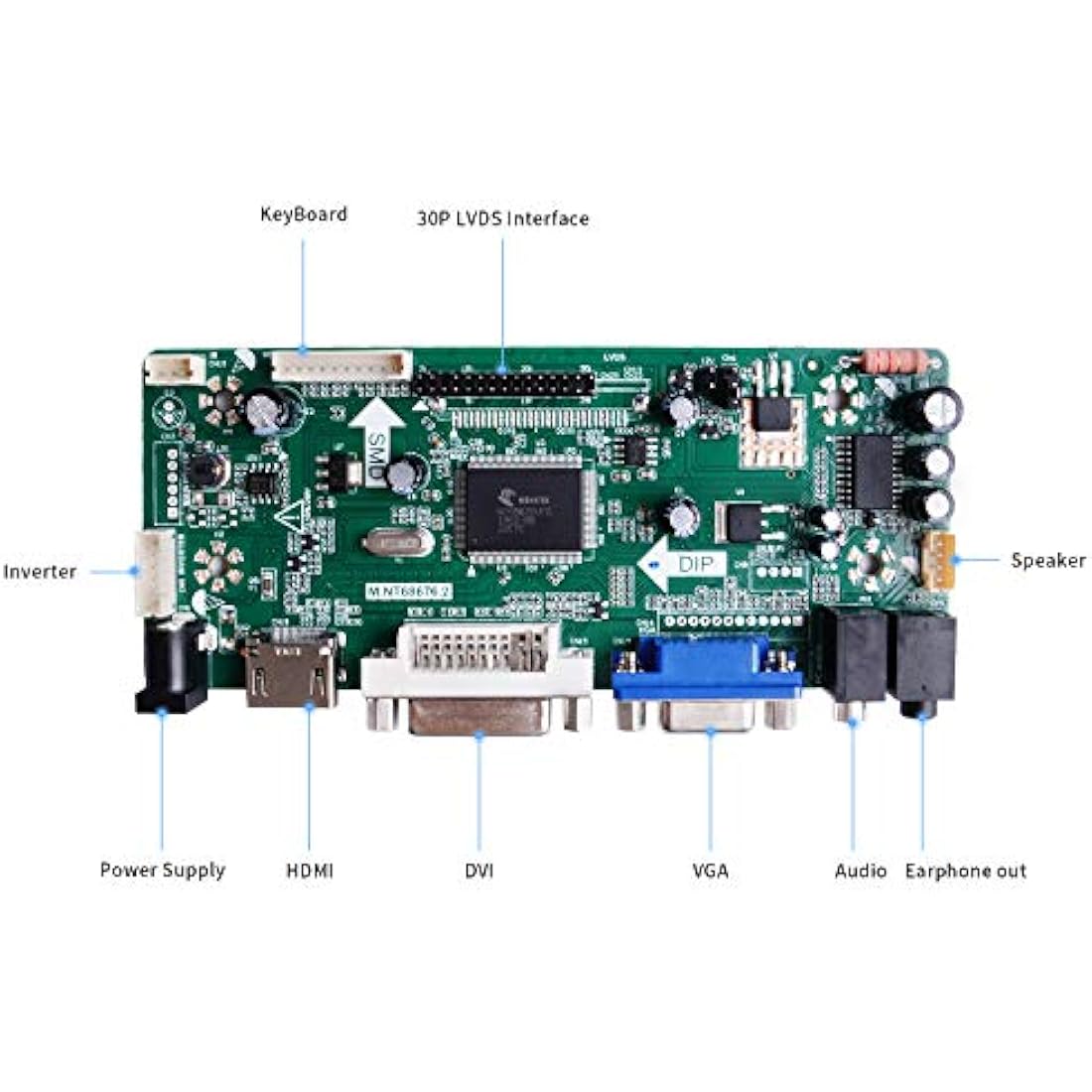 Owootecc NT68676 HDMI VGA DVI Arcade Audio Input LCD Controller Driver Board For HSD190MEN4 M170EN06 M170EG01 17" 19" 1280x1024 4CCFL 30Pin LCD Panel, Fit for Arcade1Up Monitor
