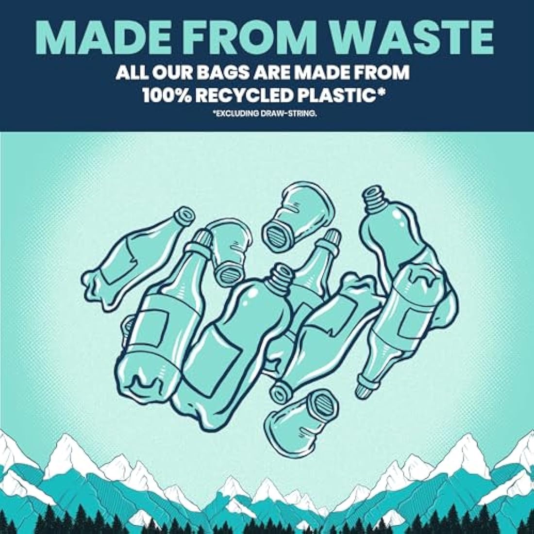 BEAST BIN BAGS, Mega Pack, 20 Rolls of 10 x 50 Litre Bags (Total 200 Bags) - Made From 100% Recycled LLDPE - Incredibly Strong Drawstring Swing Blue Bin Bags