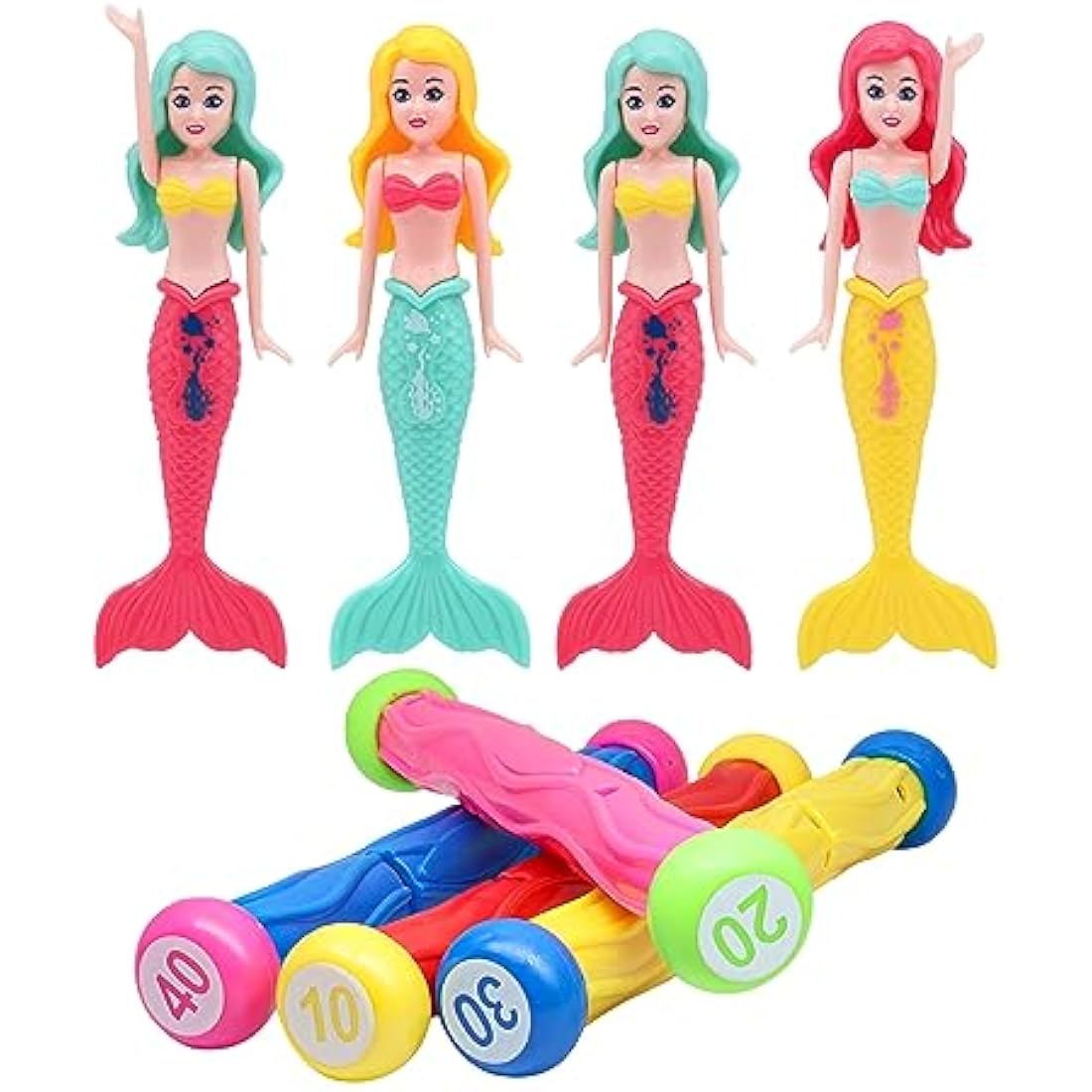 TOPWAYS Pool Diving Toy Set 8 Diving Mermaids Diving Torpedoes Swimming Underwater Pool Training Toys Diving Games Training Children's Gifts