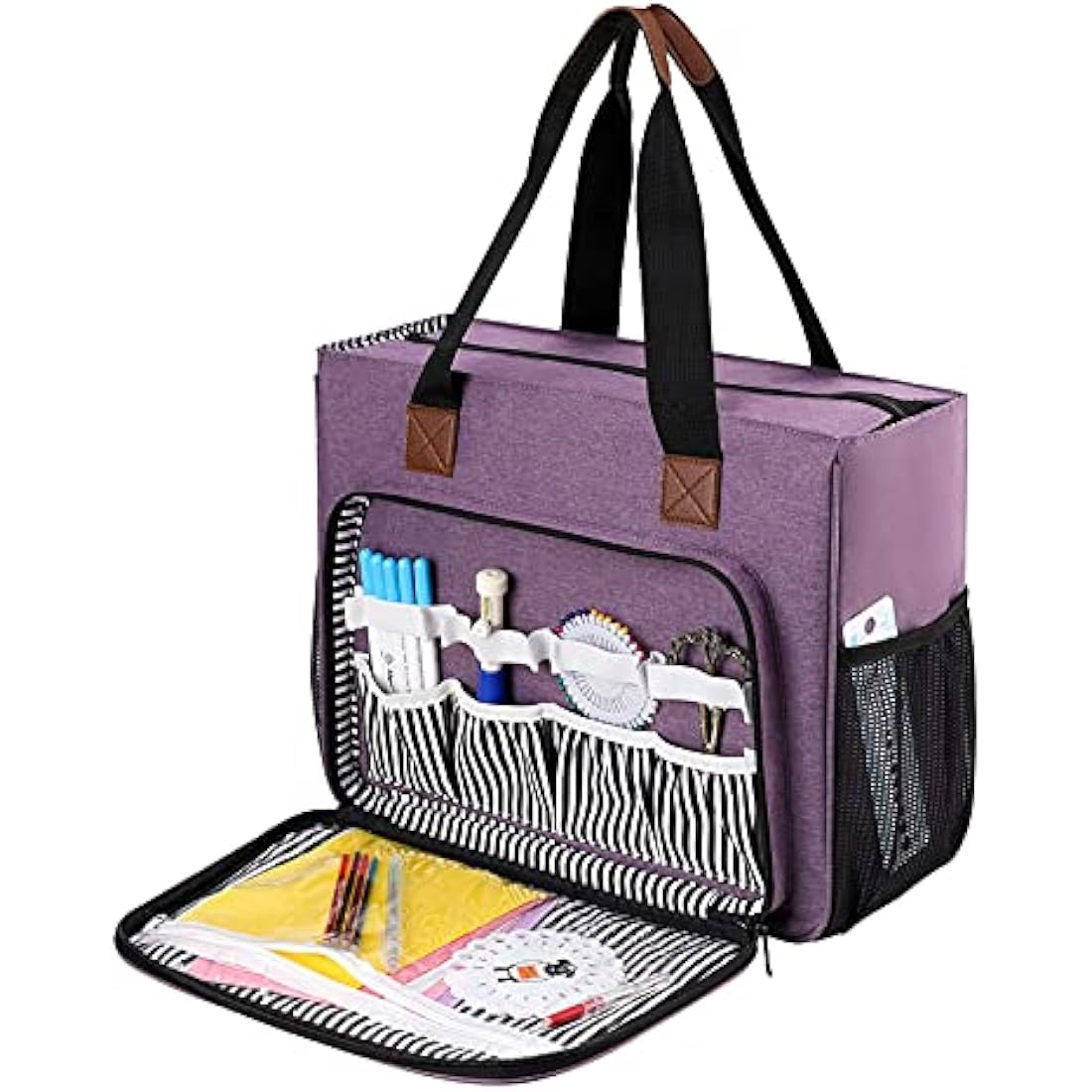 Coopay Craft Bag for Cross Stitch Crochet Knitting, Embroidery Bag Organiser Craft Tote Bags for Needlework Projects Crafting Storage, Lightweight Travel Diamond Art Carrying Bag Large, Crafter's Gift