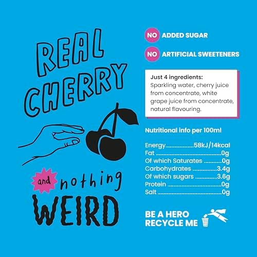 Dalston's Sparkling Cherry Soda (24 x 330ml) - Real Pressed Cherries & Sparkling Water - 46 Kcal - No Added Sugar - No Artificial Sweeteners - Healthy Alternative - Low Calorie - Vegan