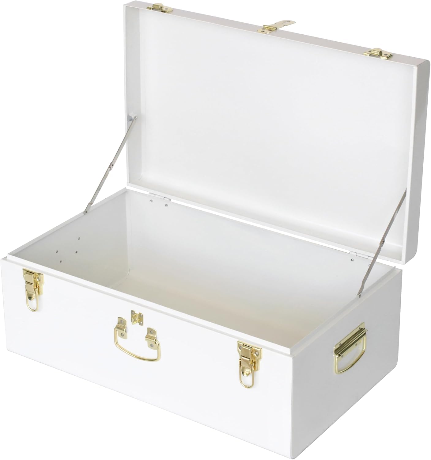 HofferRuffer Metal Storage Trunk with Lockable Lid & Handles, 52.1 × 26.2 × 20.1 cm Heavy Duty Storage Chest for Bedroom, Living Room, Bedding