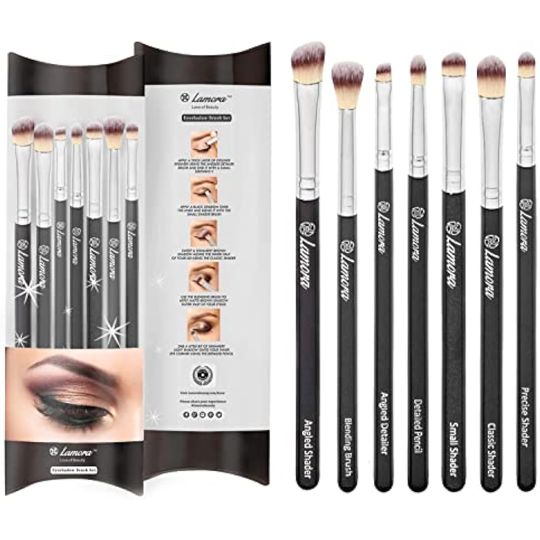 Make Up Eye Brush Set - Eyeshadow Eyeliner Blending Crease Kit - Best Choice 7 Piece Essentials - Pencil, Shader, Tapered, Definer - Vegan Synthetic Bristles That Last Longer & Apply Better Makeup
