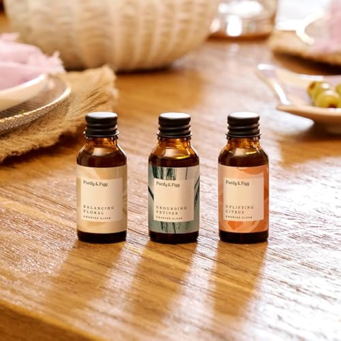 Purdy & Figg | Counter Clean Mixed Refill Kit | All-Purpose Cleaning Spray with Organic Essential Oils | Natural & Non-Toxic | Home & Kitchen Countertops | Citrus/Floral/Vetiver Scents