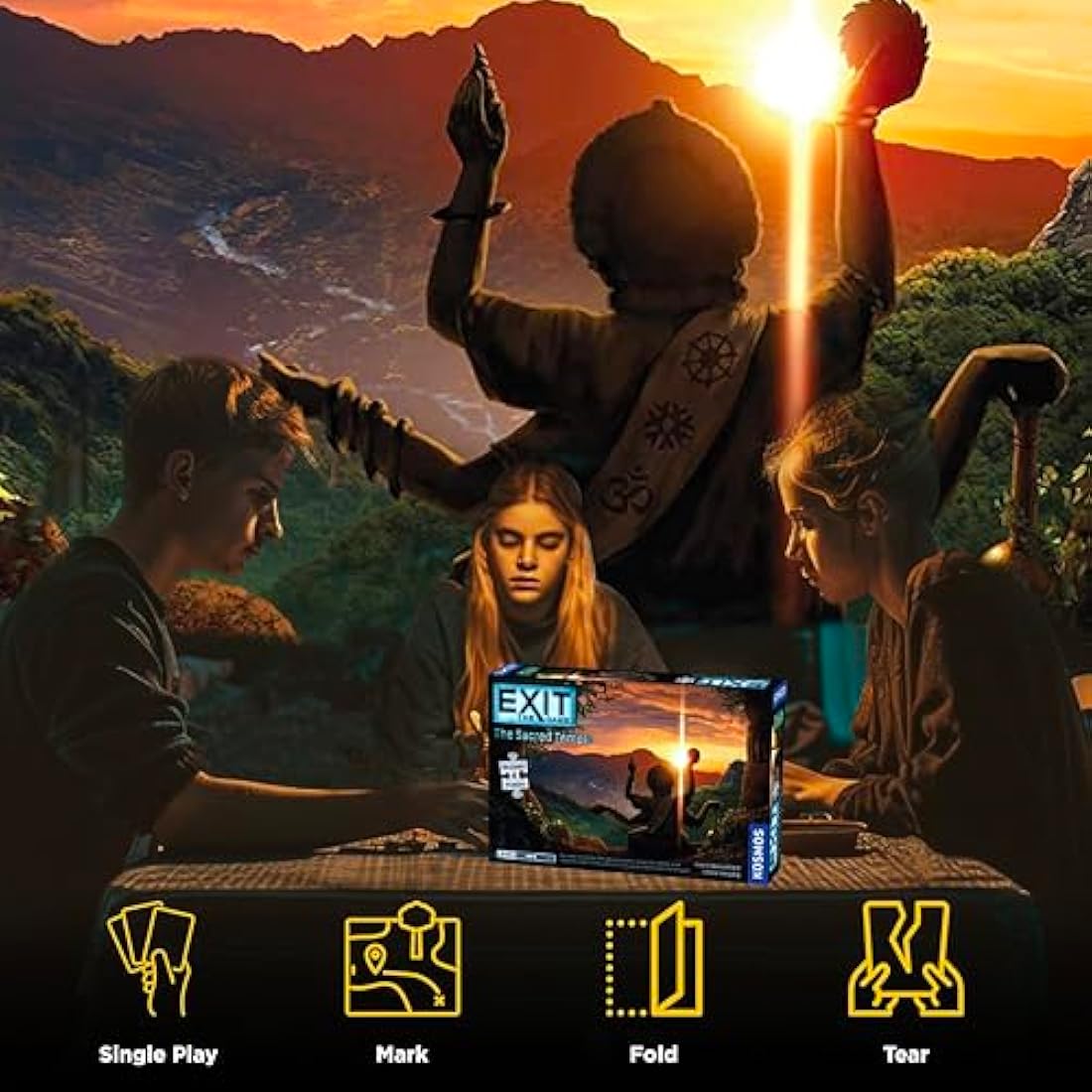 Thames & Kosmos - EXIT: The Sacred Temple Jigsaw Puzzle – Level: 3/5 – Unique Escape Room Game - 1-4 Players - Puzzle Solving Strategy Board Games for Adults & Kids, Ages 10+ - 692877