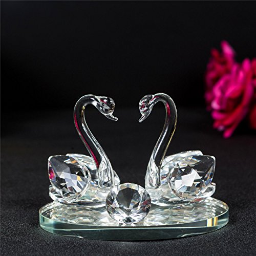 London Boutique Large Decorative Crystal Glass Animal Double Swan Model with swarovski crystal elements Giftware Present (1 piece)