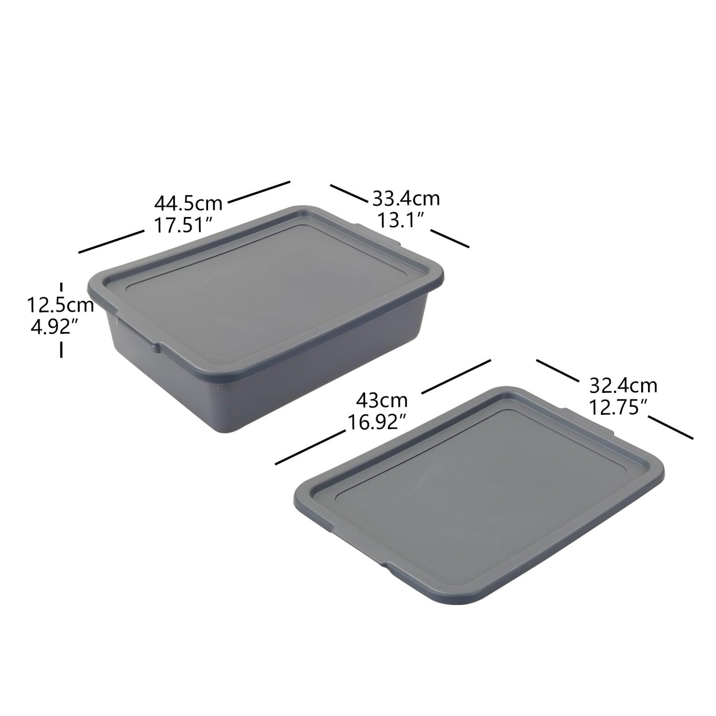 Begale 3-Pack Washing Up Bowl with Lid, Plastic Bus Box, 13 L, Grey