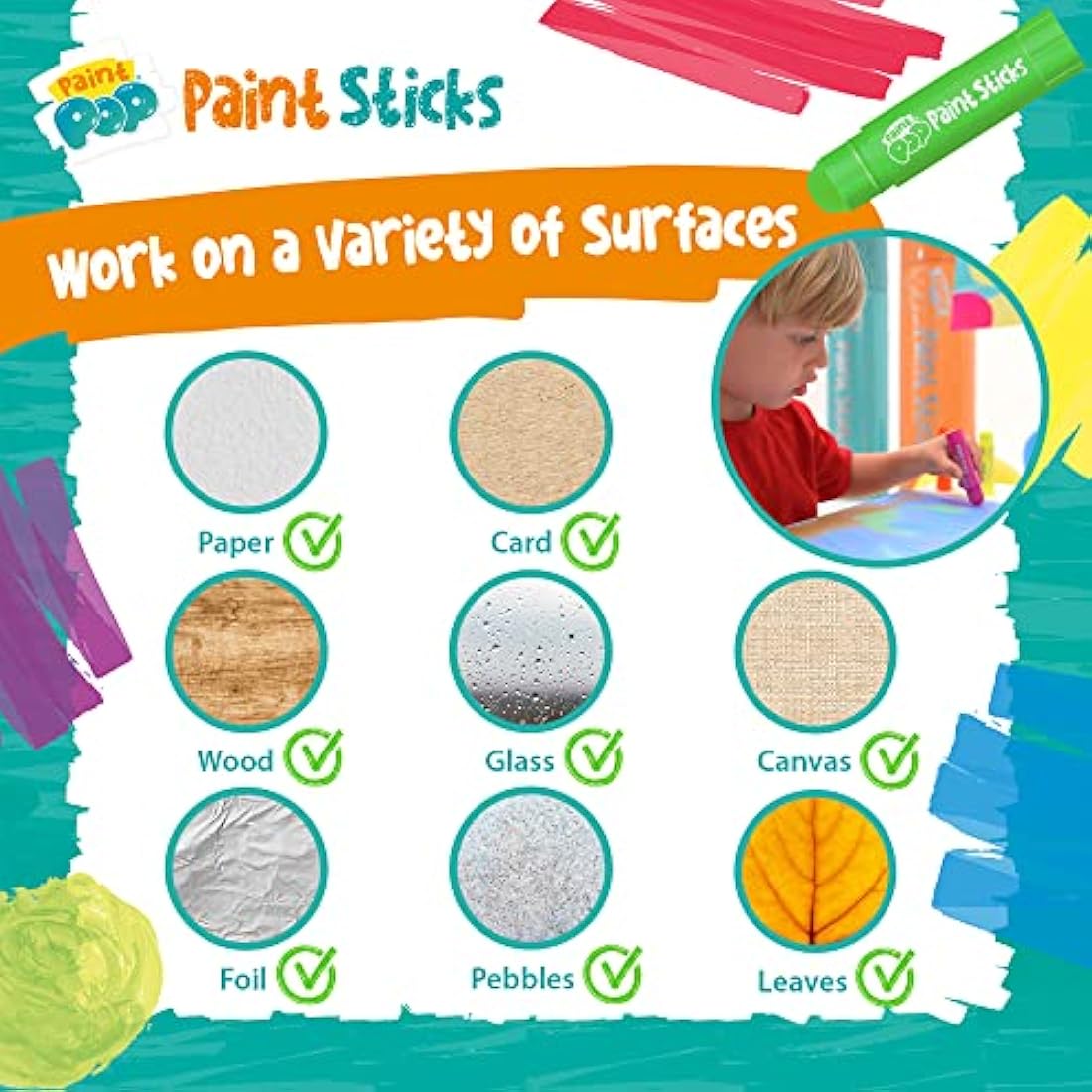 Paint Pop Paint Sticks For Kids - 30 Pack Assorted Colours & Giant Storage Tube - Twist & Paint, Mess-Free, Fast Drying Action, Easy Clean Up, Vibrant Colours, Multi-Surface,0.5 Liters